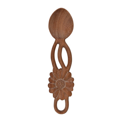 Hand Carved Doussie Wood Spoon with Flower