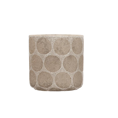 Terra-cotta Planter w/ Wax Relief Dots, White & Cement Color