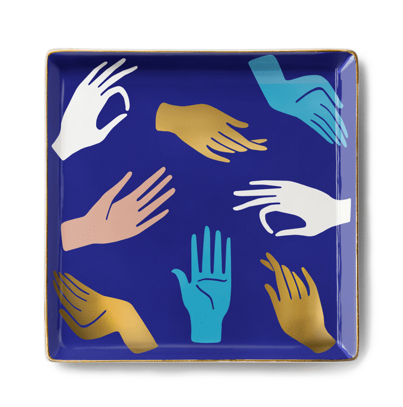 Ceramic Tray Hamsa Blue