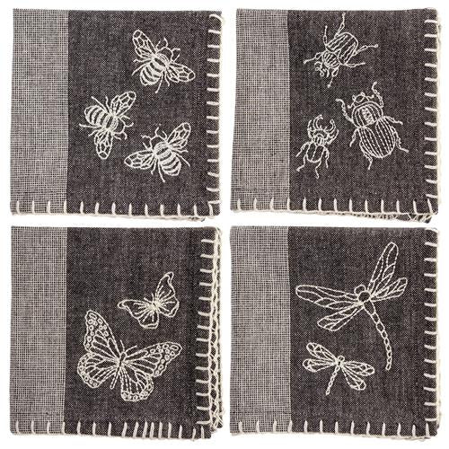 B&W Cocktail Napkin Set (4)