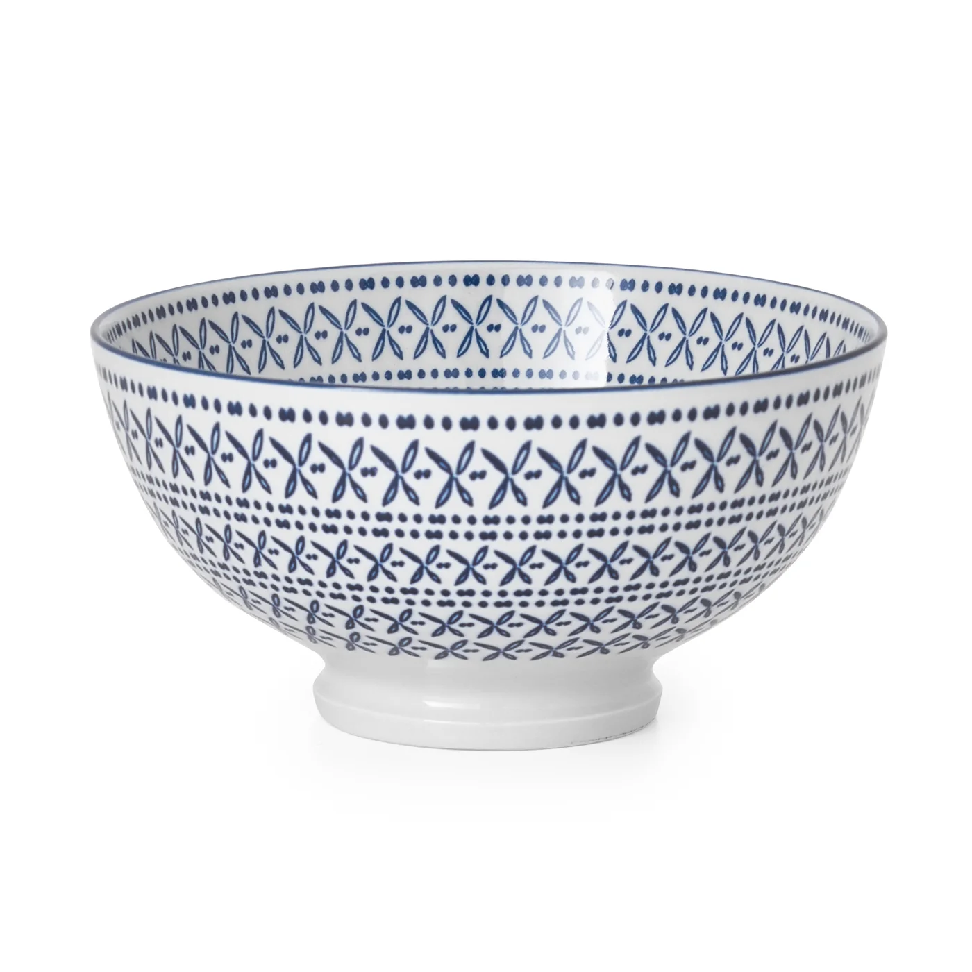 Kiri Porcelain 22oz 6" Dia Bowl - Blue Stitch