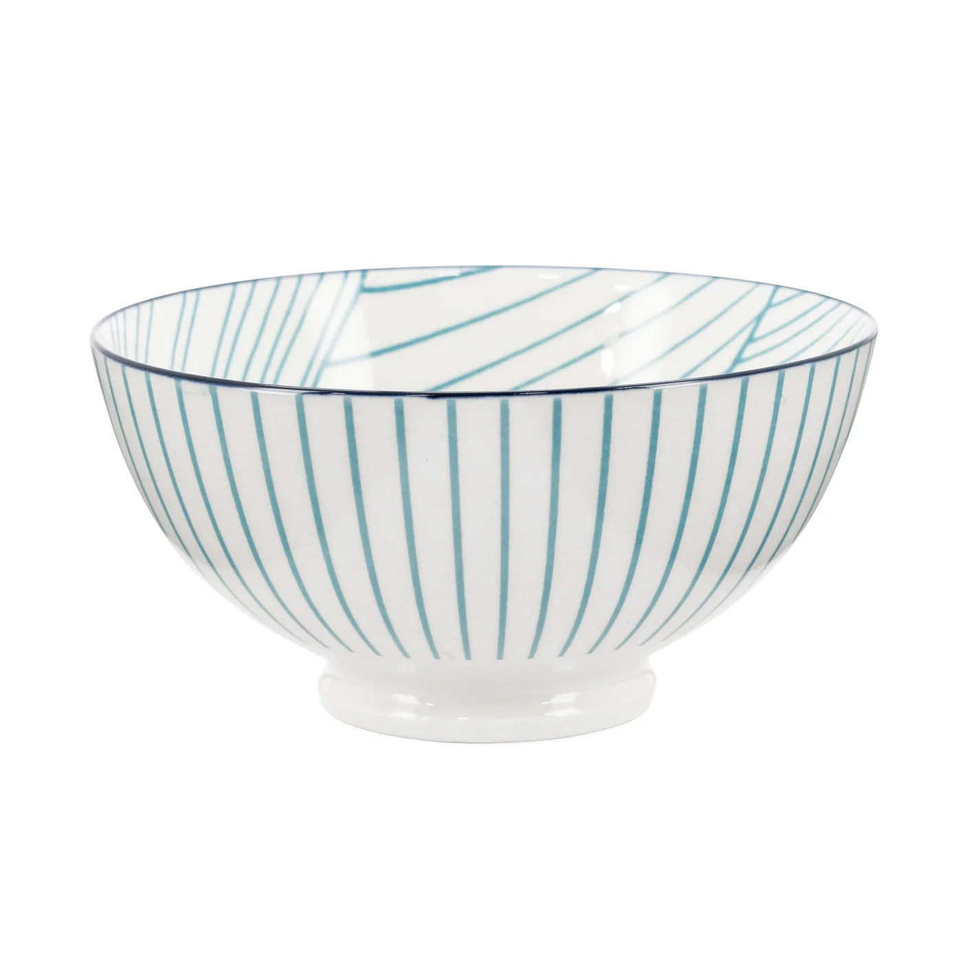 Kiri Porcelain 22oz 6" dia Bowl - Teal Linear Leaf