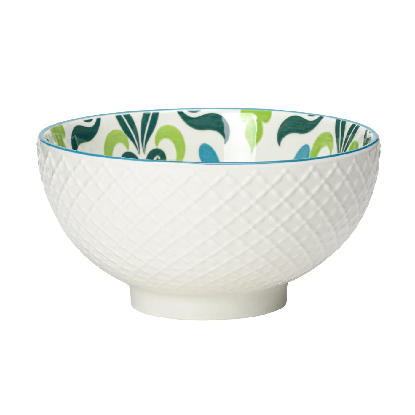 Kiri Porcelain 22oz 6" dia Bowl - Teal Filigree