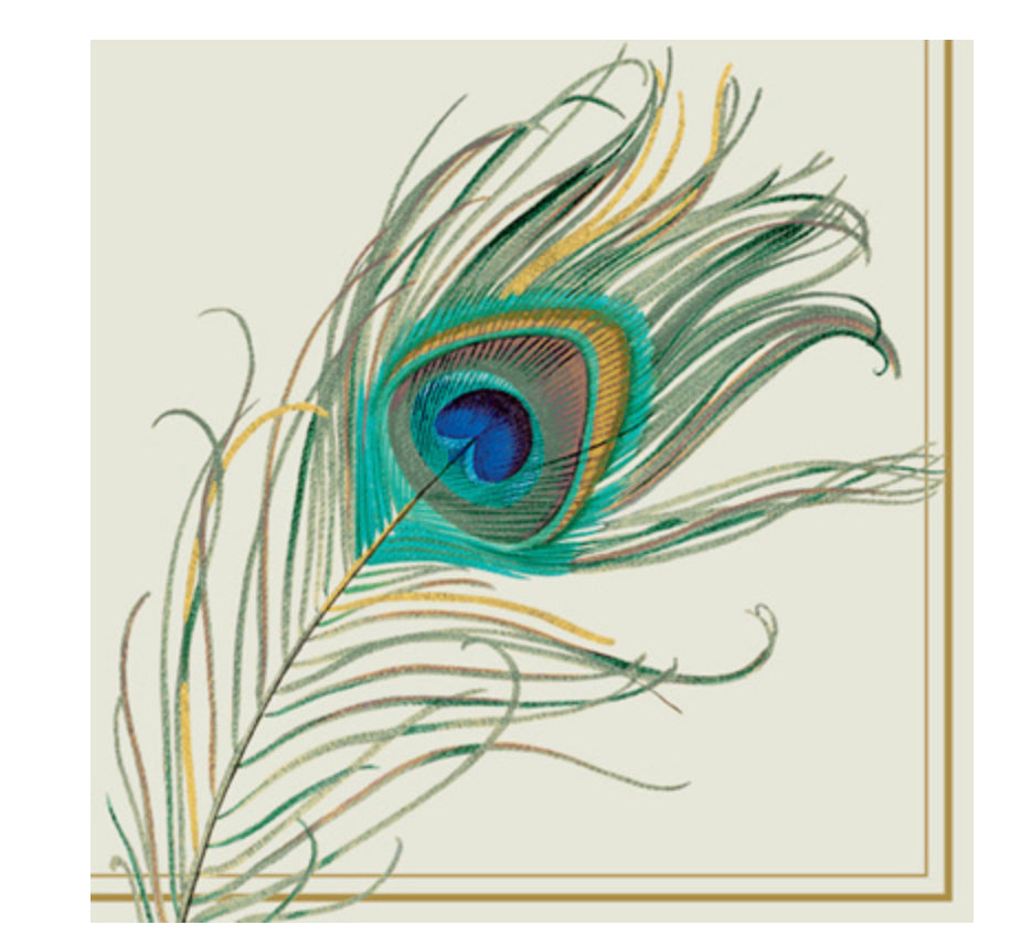 Napkins Cocktail Peacock Feather