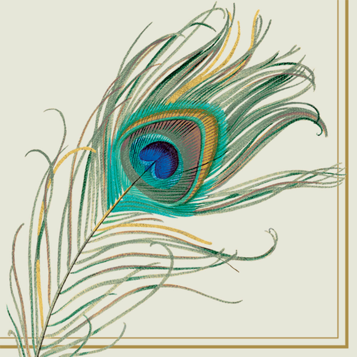 Napkins Cocktail Peacock Feather